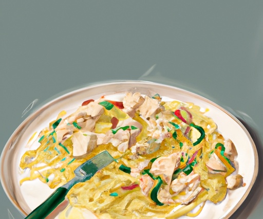 Keto Chicken Alfredo Zoodles digital art, trending on artstation, hd Artist: Camille Pissarro