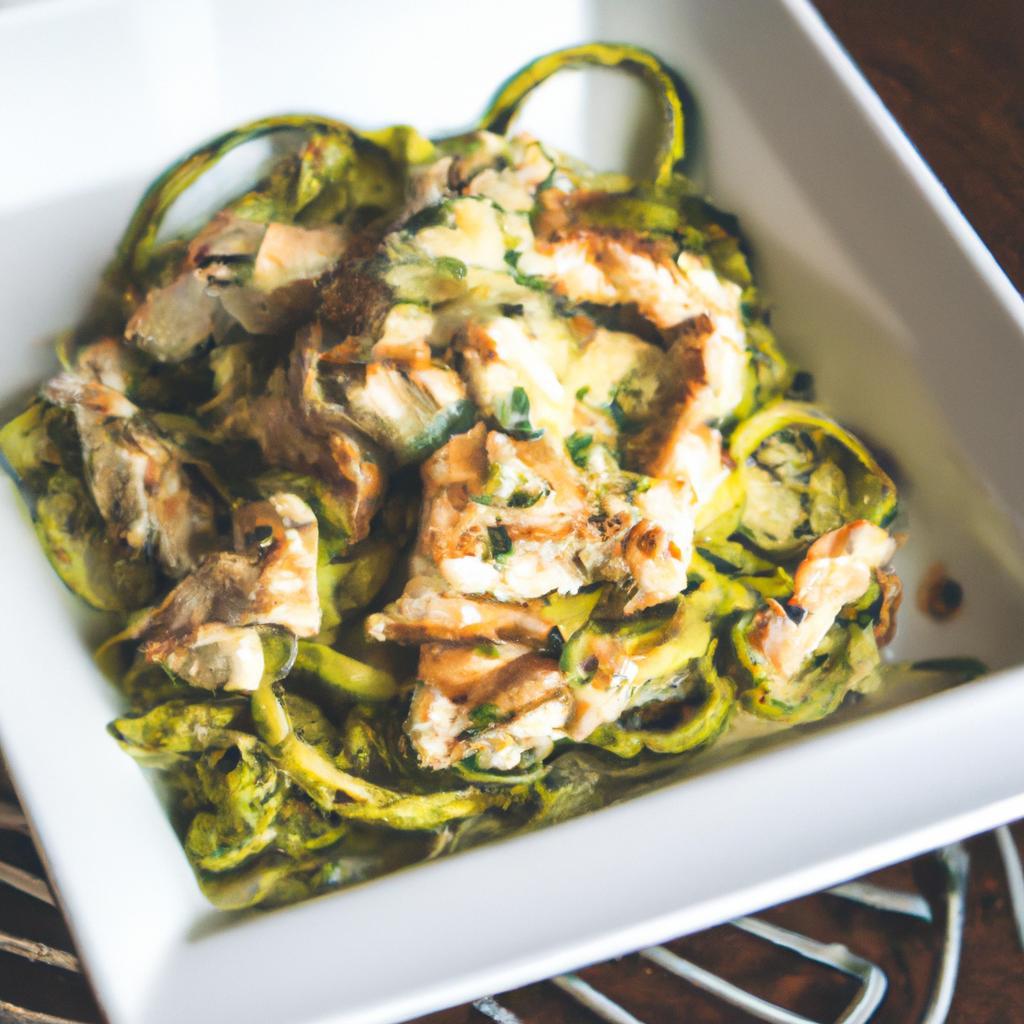 Deliciously Keto: Cheesy Zucchini Noodles with Pesto and Grilled Chicken